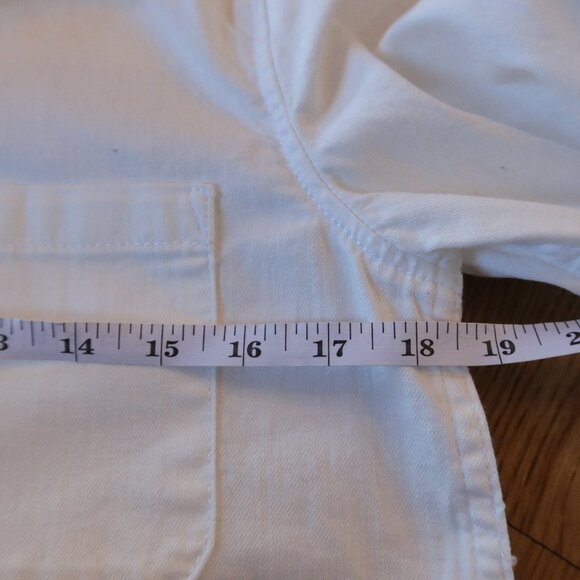 RE/DONE white denim shirt pearl snap crop XS western cowgirl casual cotton rodeo - Picture 6 of 10